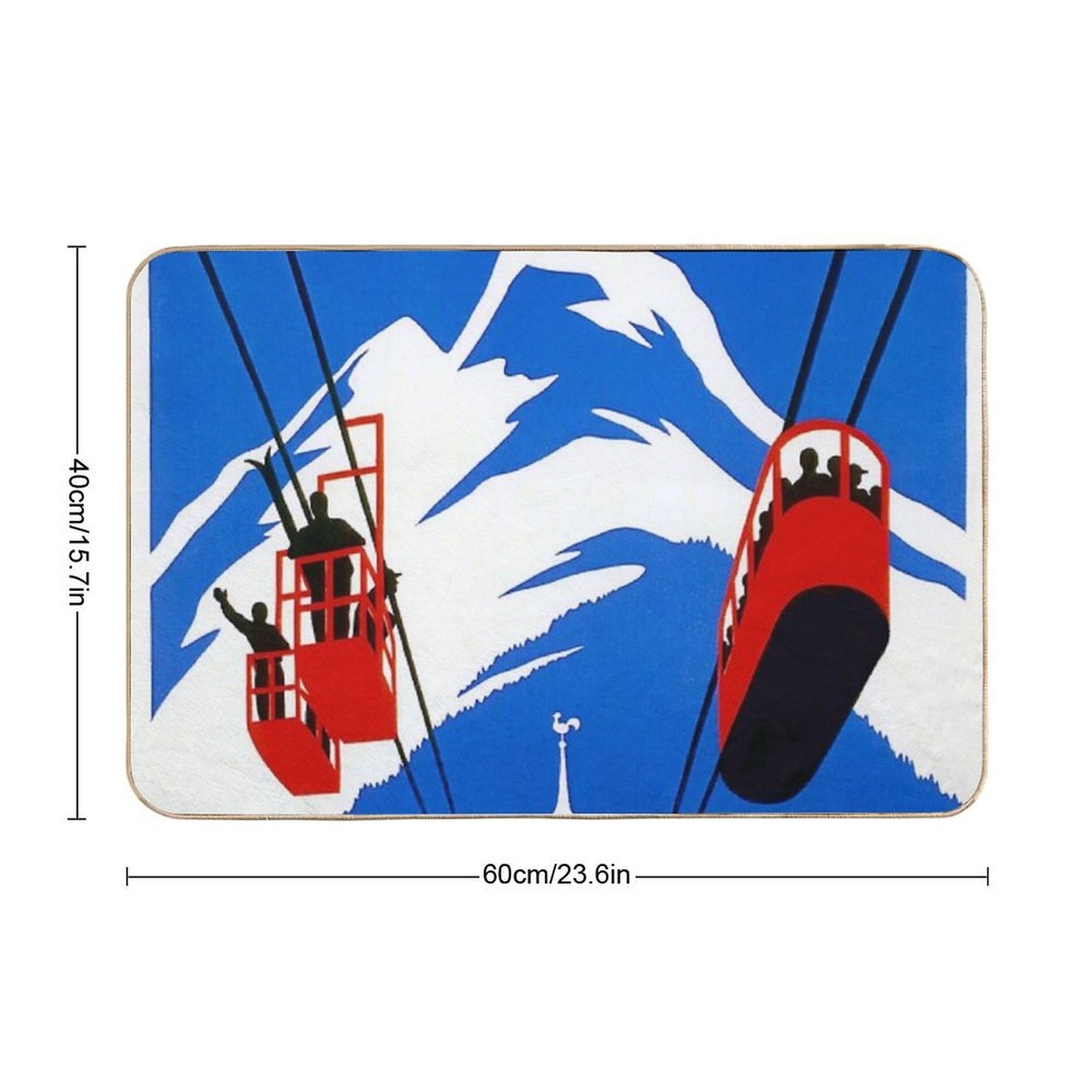Vintage French Alps Gondola Winter Sport Ski Ad  Versatile Bath Mat