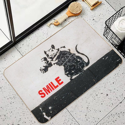 BANKSY Paparazzi Rat SMILE Durable Bath Mat
