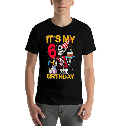 It's My 6th Birthday Party Halloween Skeleton Birthday  Oversized Silhouette T-Shirt