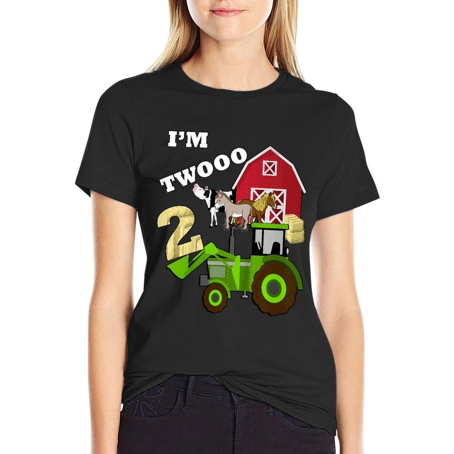 Cute & Sassy Custom Gifts Birthday 2 Im Twooo Tractor Farm Theme Gift  High-quality Stitching T-Shirt