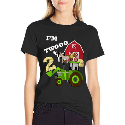 Cute & Sassy Custom Gifts Birthday 2 Im Twooo Tractor Farm Theme Gift  High-quality Stitching T-Shirt