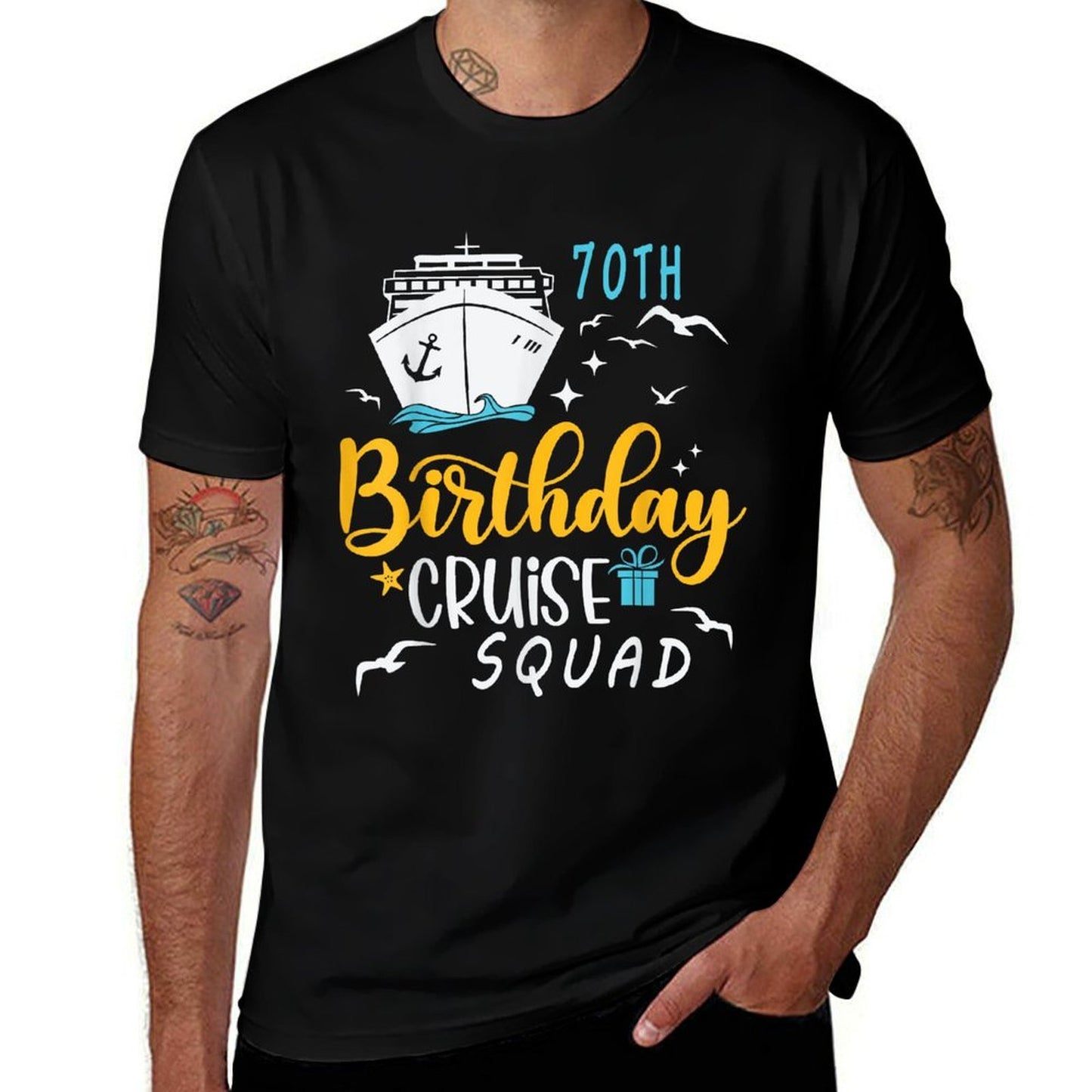 70th Birthday Cruise Squad Gifts 2025 Matching Party Family  Trendy Pattern T-Shirt