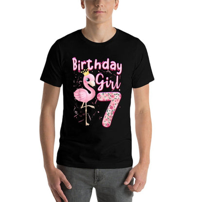7th Birthday Girls Flamingo 7 Years Old Tropical Flamingo  Versatile T-Shirt