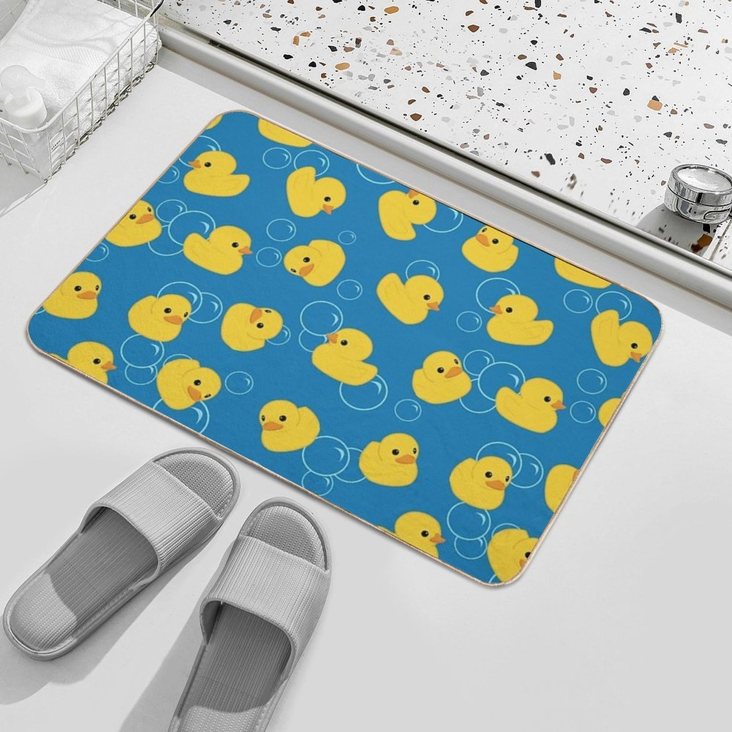 Cute Yellow Bath Duck Pattern Durable Bath Mat