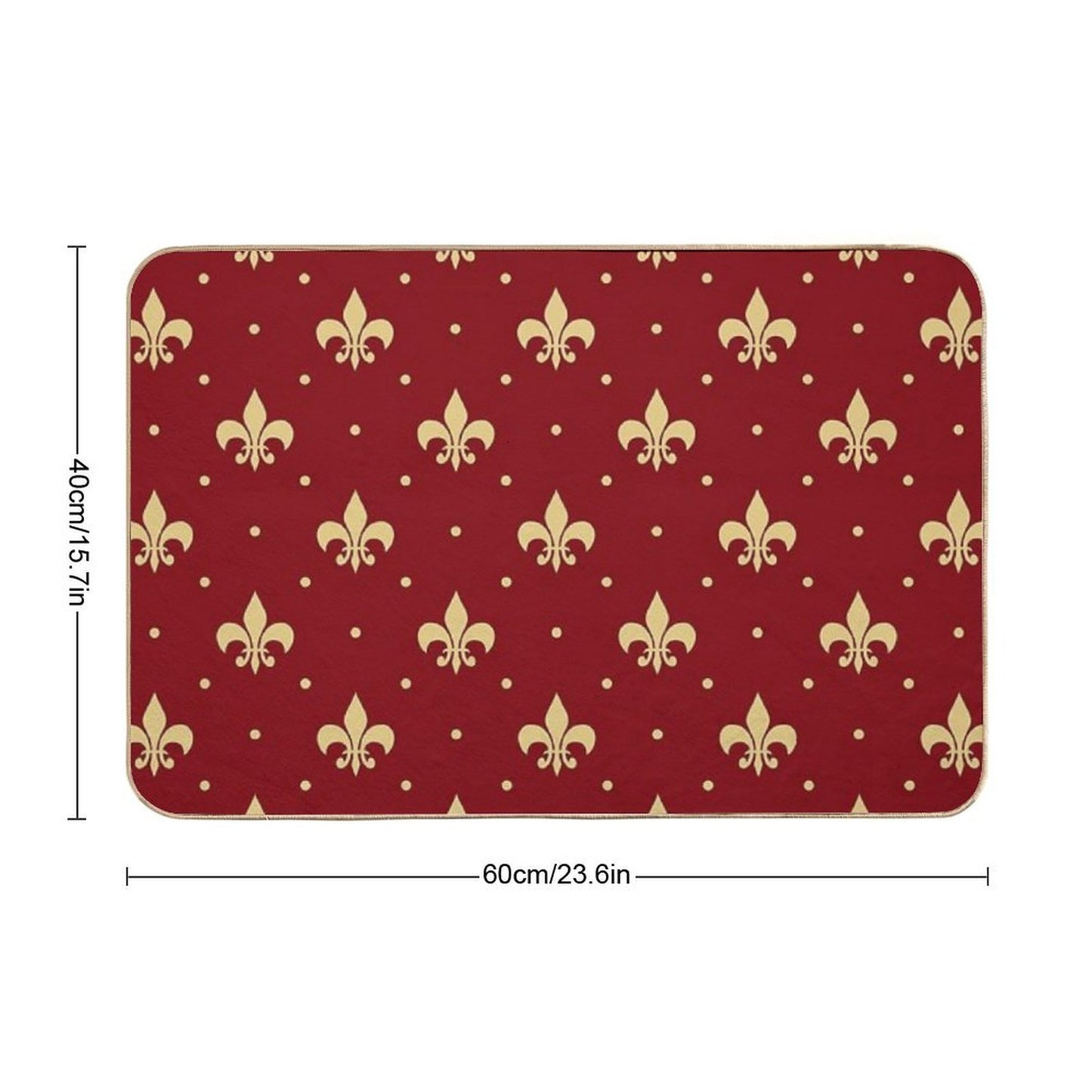 Fleur De Lis Design - Red  Long-Lasting Bath Mat