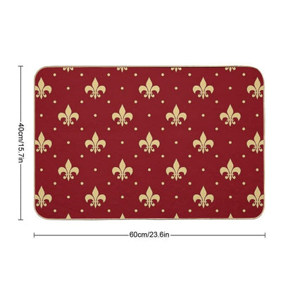Fleur De Lis Design - Red  Long-Lasting Bath Mat