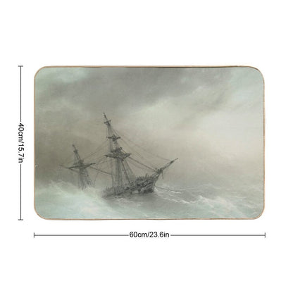 Ship In A Stormy Sea  - Ivan Konstantinovich Aivazovsky  Pet-Safe Bath Mat
