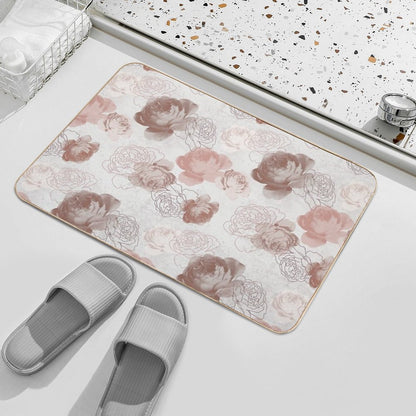 Vintage Rose in Peach Pattern  Absorbent Bath Mat