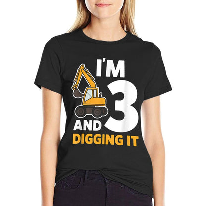 Kids Three Year Old 3yr 3rd Birthday Construction Boy  Vintage-inspired T-Shirt