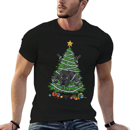 Funny Cane Corso Christmas Tree Lights Kids Mens Womens  High-quality Stitching T-Shirt