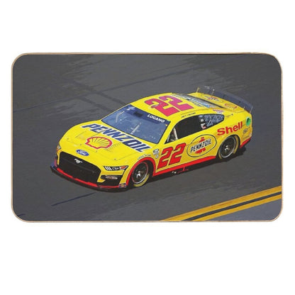 Joey Logano Racing His 2023 Nascar Racecar from Above  Slip-Resistant Bath Mat