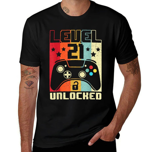 Level 21 Unlocked Funny Video Gamer 21st Birthday Gift  Moisture-wicking T-Shirt
