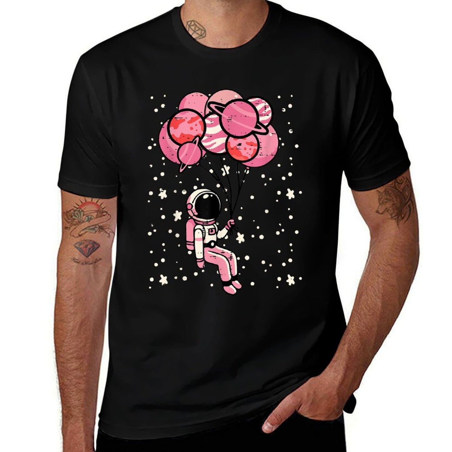 Astronaut Balloon Planets Space Galaxy Girls Kids Toddler  Eco-friendly Material T-Shirt