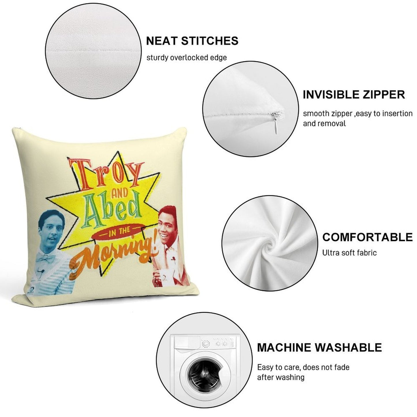 Troy And Abed in The Morning! Soft High-Density Material Throw Pillow