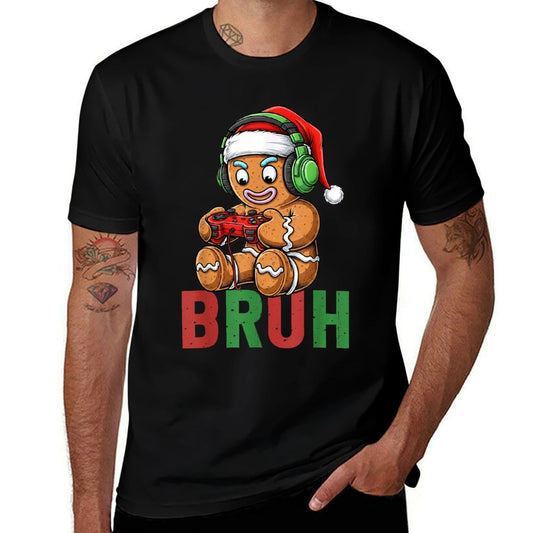 Gamer Gingerbread Bruh Christmas Santa Hat Xmas Gaming Boys  Vintage-inspired T-Shirt