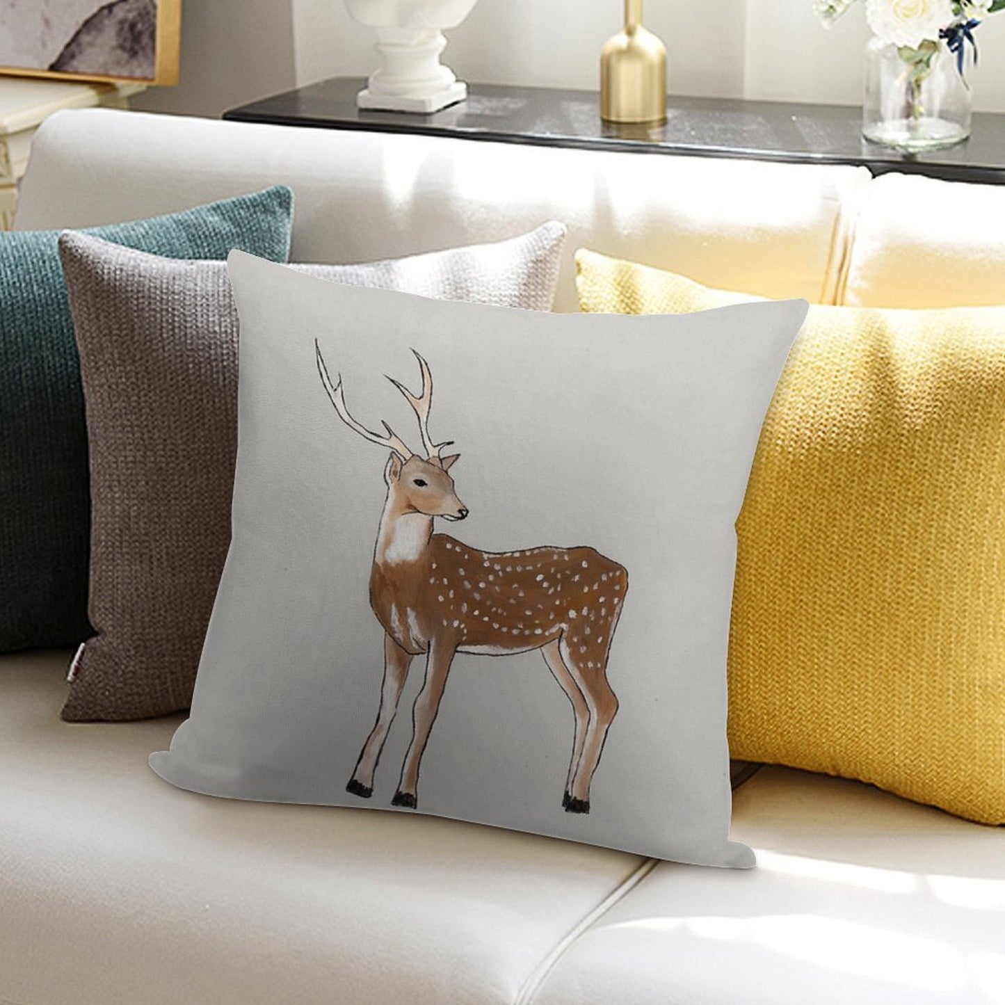 Nursery Art - Deer That Turns Wishes Soft Bedroom Essential Throw Pillow