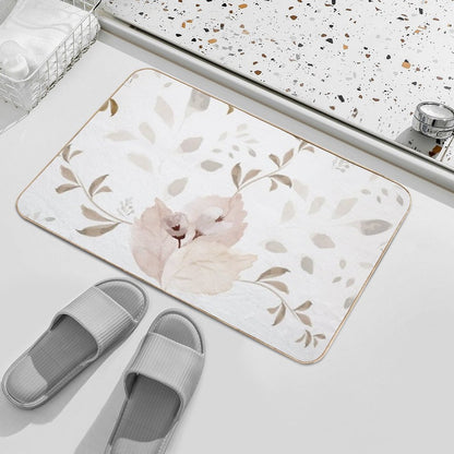 Neutral Watercolor Flower Pattern  Long-Lasting Bath Mat