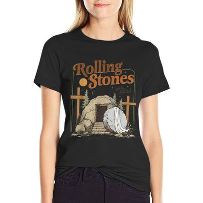 The Stone Was Rolled Away He Is Alive Retro Christian Easter  Graphic-printed T-Shirt