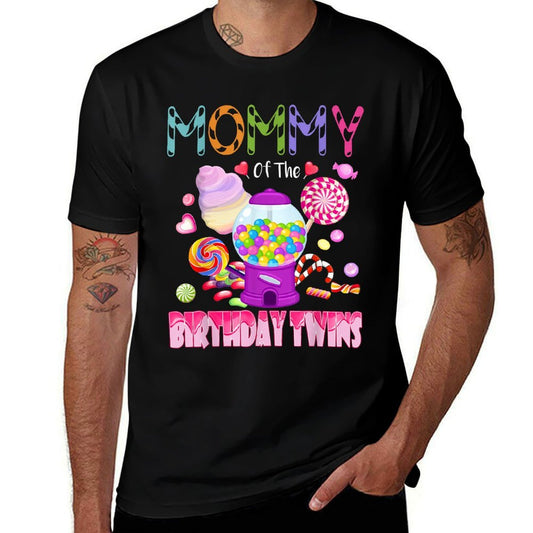 Mommy Of The Birthday Twins Candyland Candy Birthday Party  Fade-proof Color T-Shirt