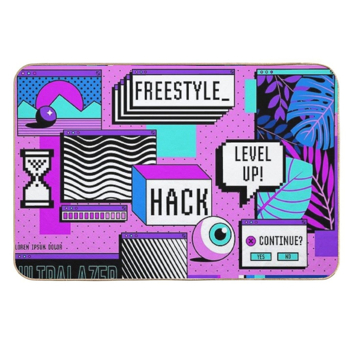 Vintage Vaporwave Background  Odorless Bath Mat