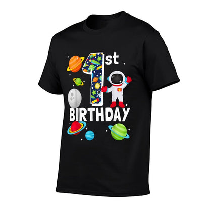 Outer Space 1 Year Old Toddler Bday Party My 1st Birthday  Fade-proof Color T-Shirt