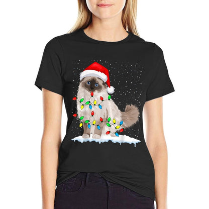 Ragdoll Cat Christmas Lights Xmas Cat Lover  Eco-friendly Material T-Shirt