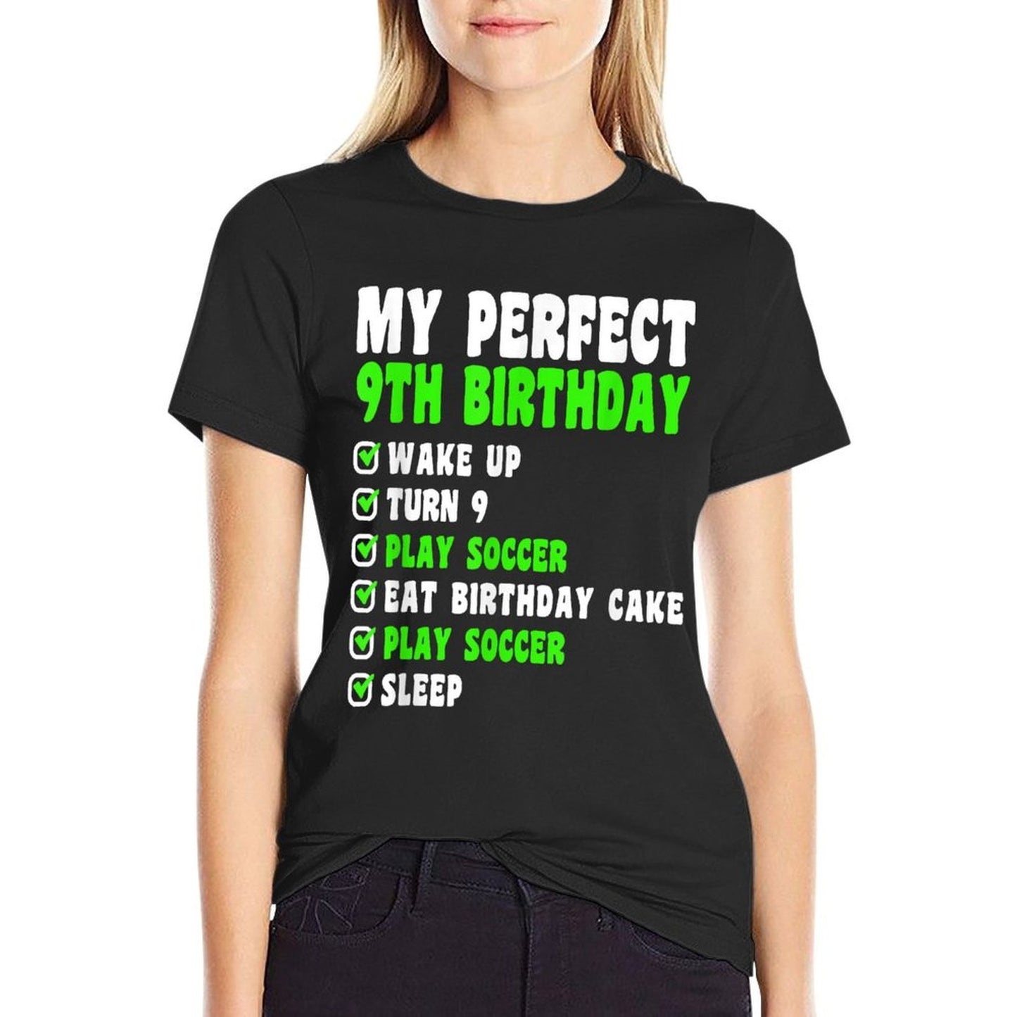 9 Year Old My Perfect 9th Birthday Soccer 9th Birthday  Wrinkle-resistant T-Shirt