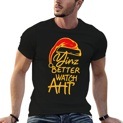 Yinzer Christmas Pittsburgh Santa Yinz Better Watch Aht  Relaxed-fit T-Shirt