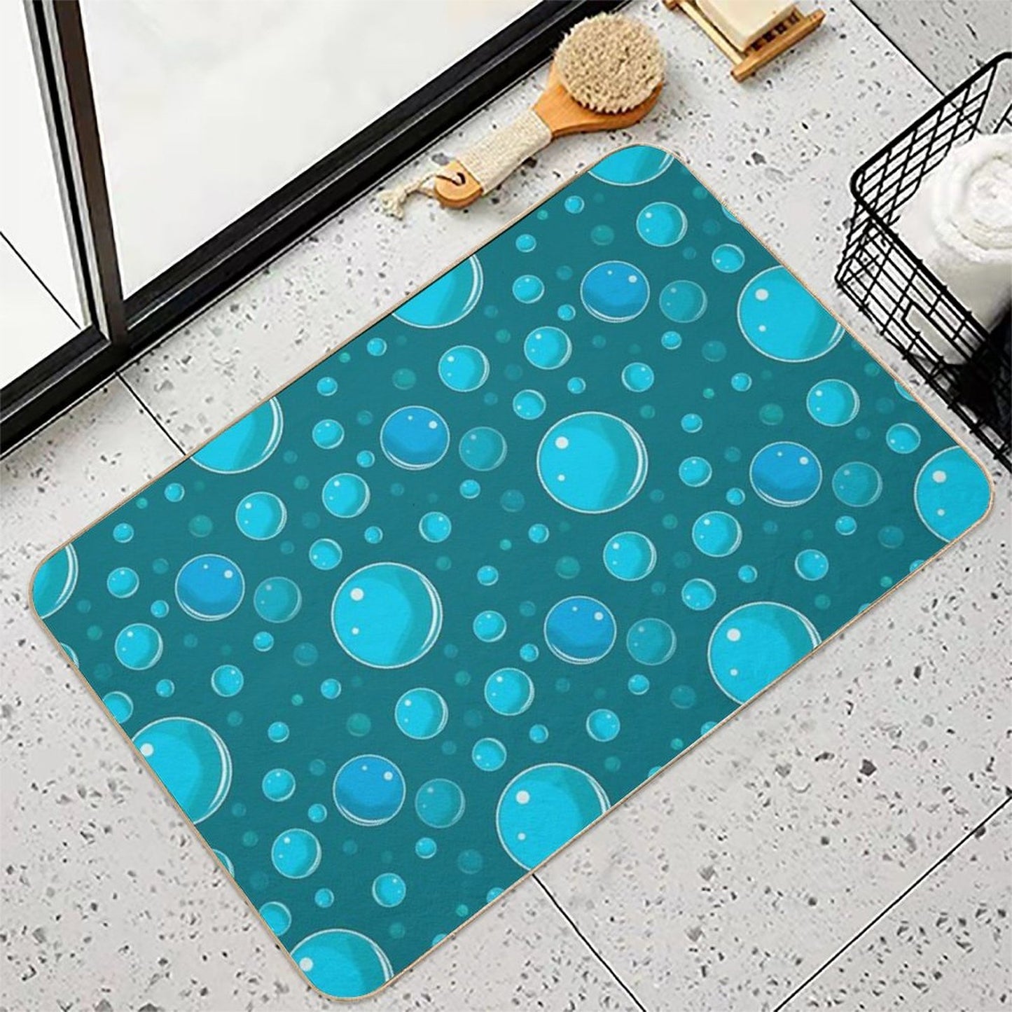 Water Droplets  Repositionable Bath Mat