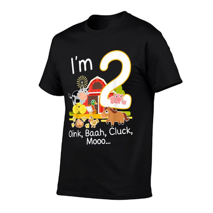 2nd Birthday 2 Year Old Farm Animal Family B-Day Famer Party  Eco-friendly Material T-Shirt