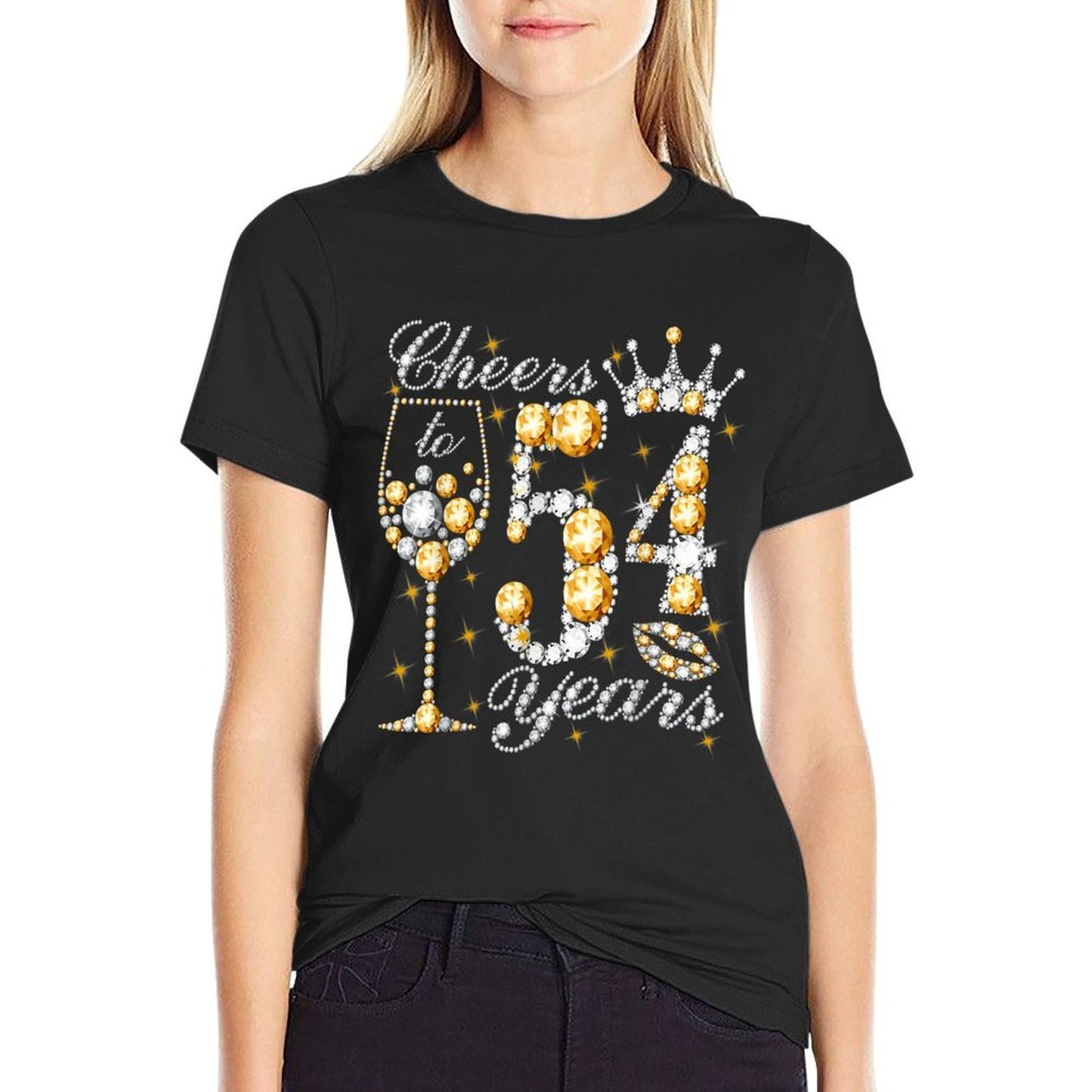 Cheers To 54 Years Old Happy 54th Birthday Queen Drink Wine  Slim-fit Cut T-Shirt