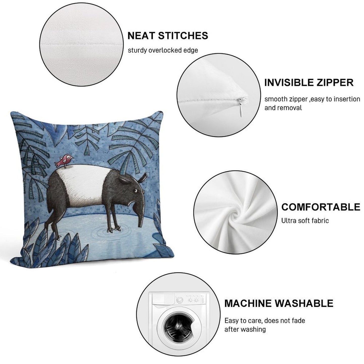 Welcome To The Jungle - Tapir - Schabrackentapir Soft Ultra-Soft Texture Throw Pillow