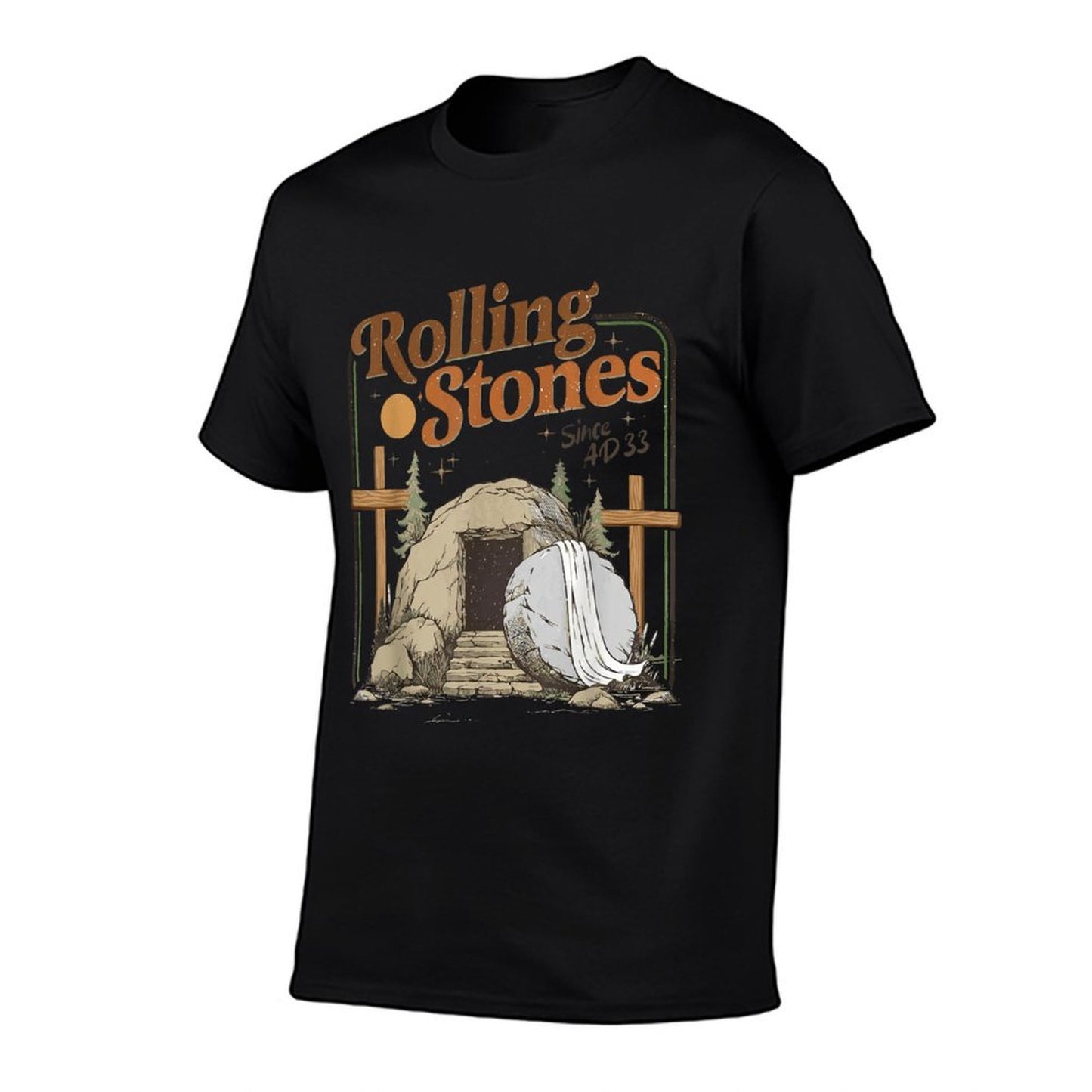 The Stone Was Rolled Away He Is Alive Retro Christian Easter  Graphic-printed T-Shirt