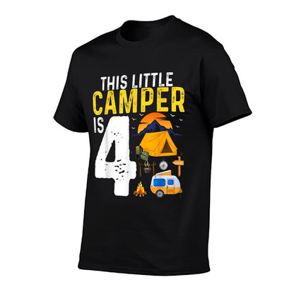 Kids Funny 4th Camping Birthday Camper Lover 4 Year Old  Lightweight T-Shirt
