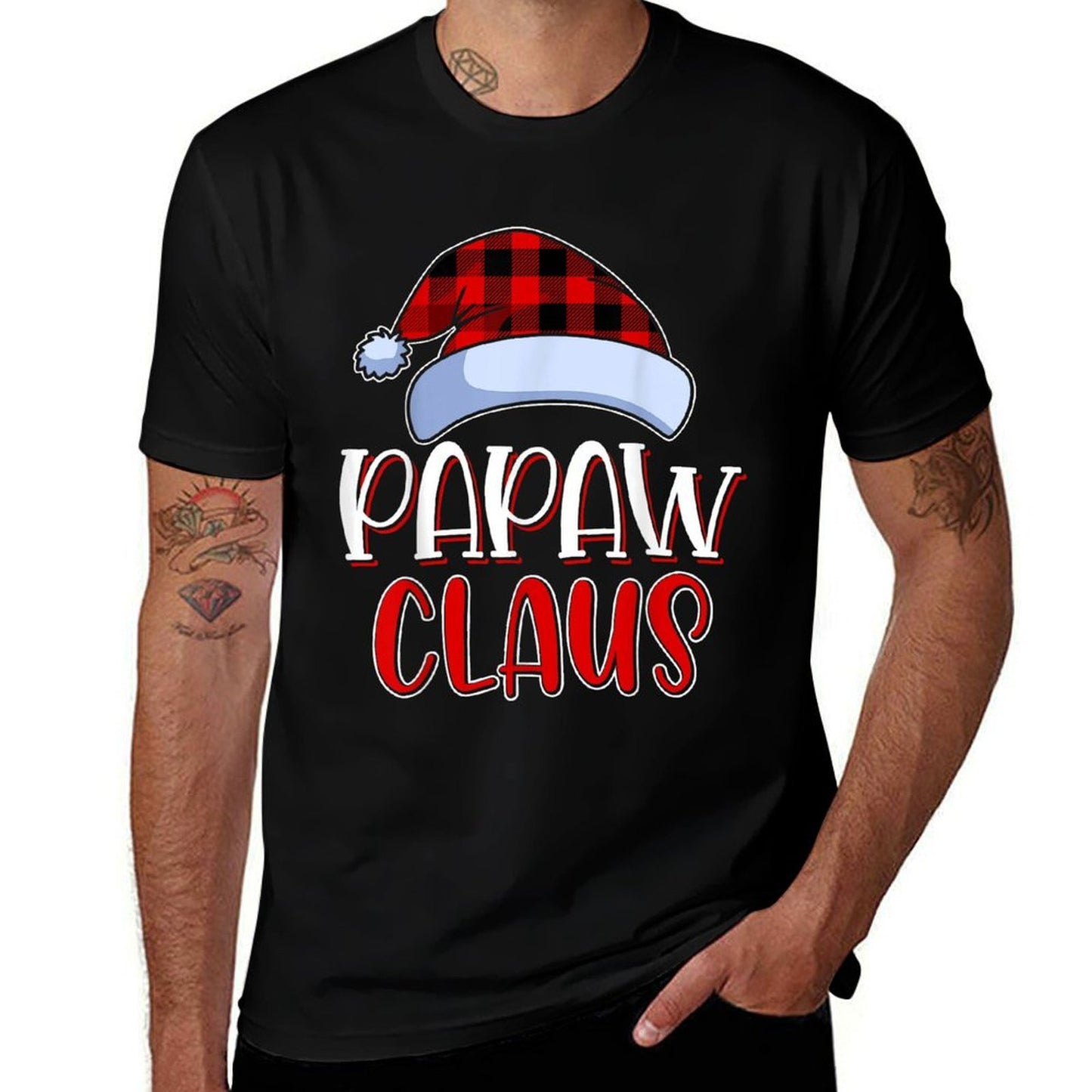 Papaw Claus Santa Family Matching Christmas Pajamas Gift  Summer-ready Fabric T-Shirt