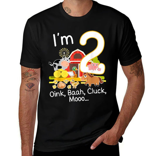 2nd Birthday 2 Year Old Farm Animal Family B-Day Famer Party  Eco-friendly Material T-Shirt