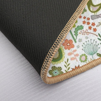 Birds And Blooms - Springtime - Pretty Floral Bird Pattern by Cecca Designs  Stain-Proof Bath Mat