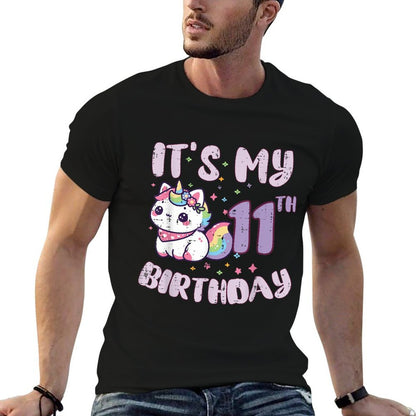 Its My 11th Birthday Unicorn Cat 11 Year Old Bday Girls Kids  Classic T-Shirt