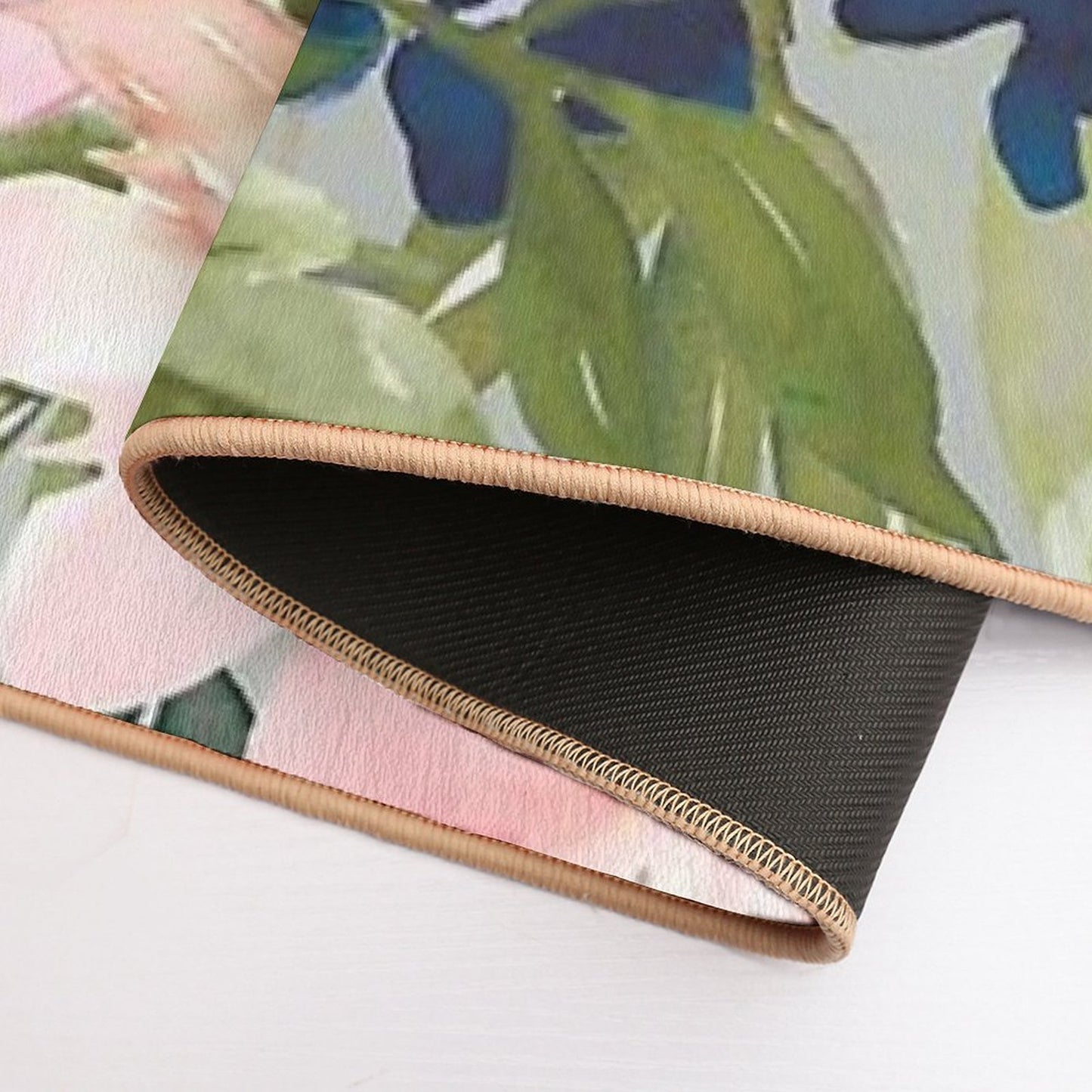 Floral Watercolor Rose Bouquet, Green And Pink  High-Traffic Bath Mat