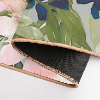 Floral Watercolor Rose Bouquet, Green And Pink  High-Traffic Bath Mat