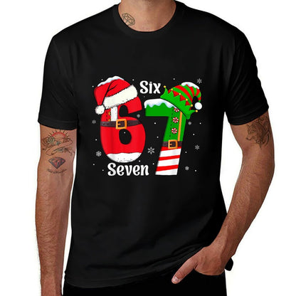 Funny Six Seven 6 7 Meme Gen Alpha Slang Santa Elf Christmas  Affordable Price T-Shirt