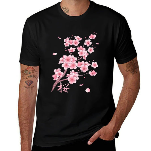 Falling Sakura Cherry Blossom  Polyester Blend T-Shirt