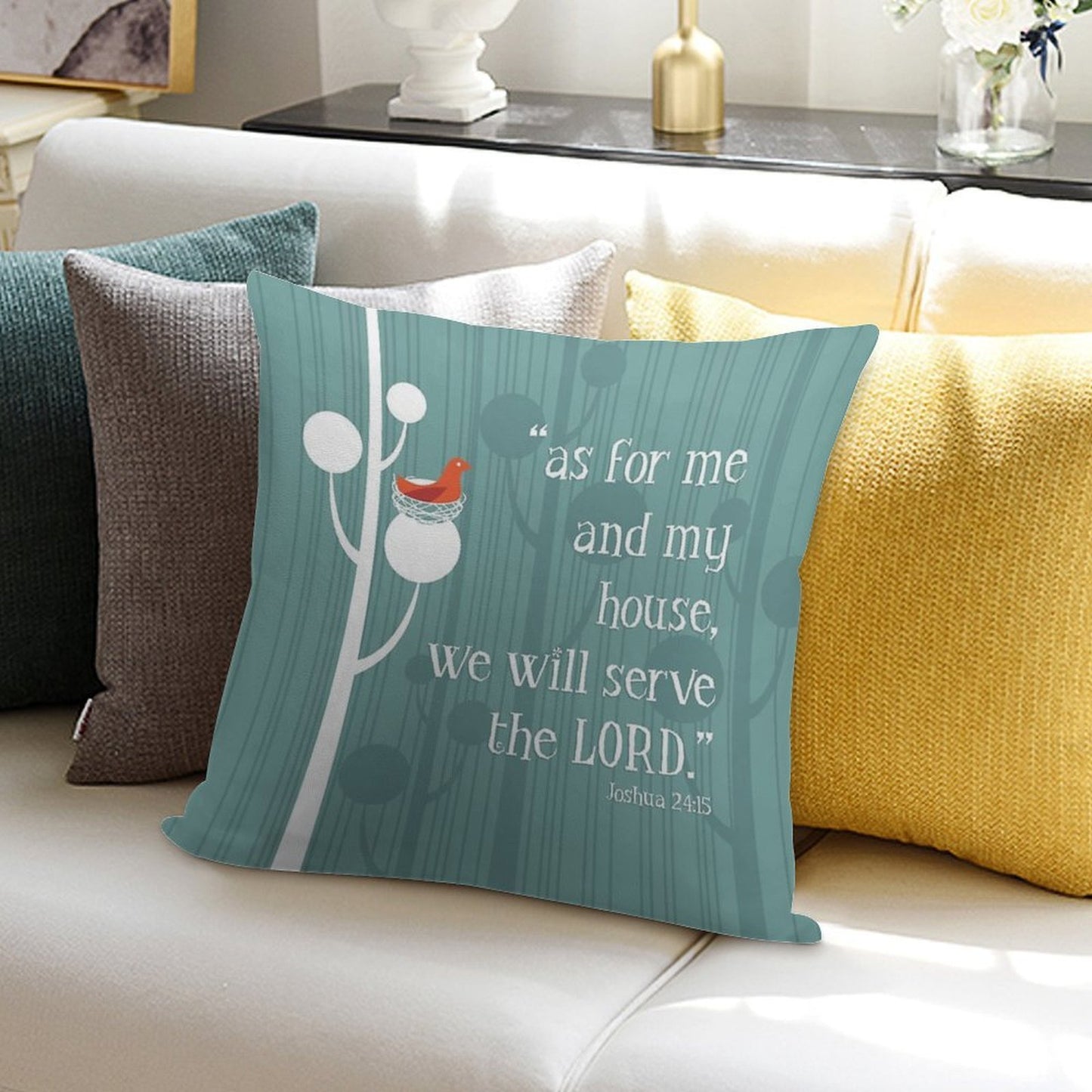 Me And My House Will Serve The Lord Soft Durable Construction Throw Pillow