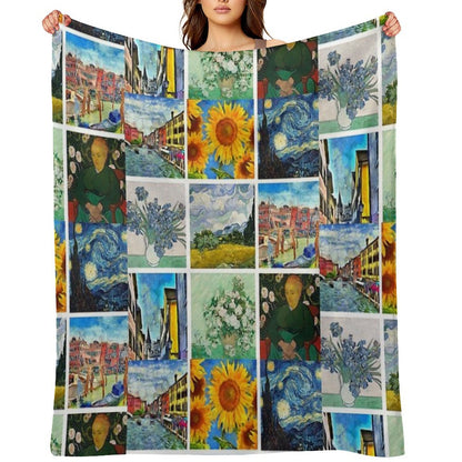 Van Gogh Artwork Collage Eco-conscious Throw Blanket