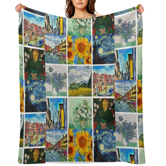 Van Gogh Artwork Collage Eco-conscious Throw Blanket