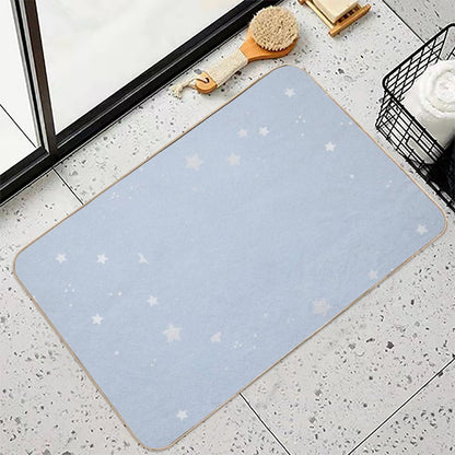 Baby Blue Silver Stars  Non-Slip Bath Mat