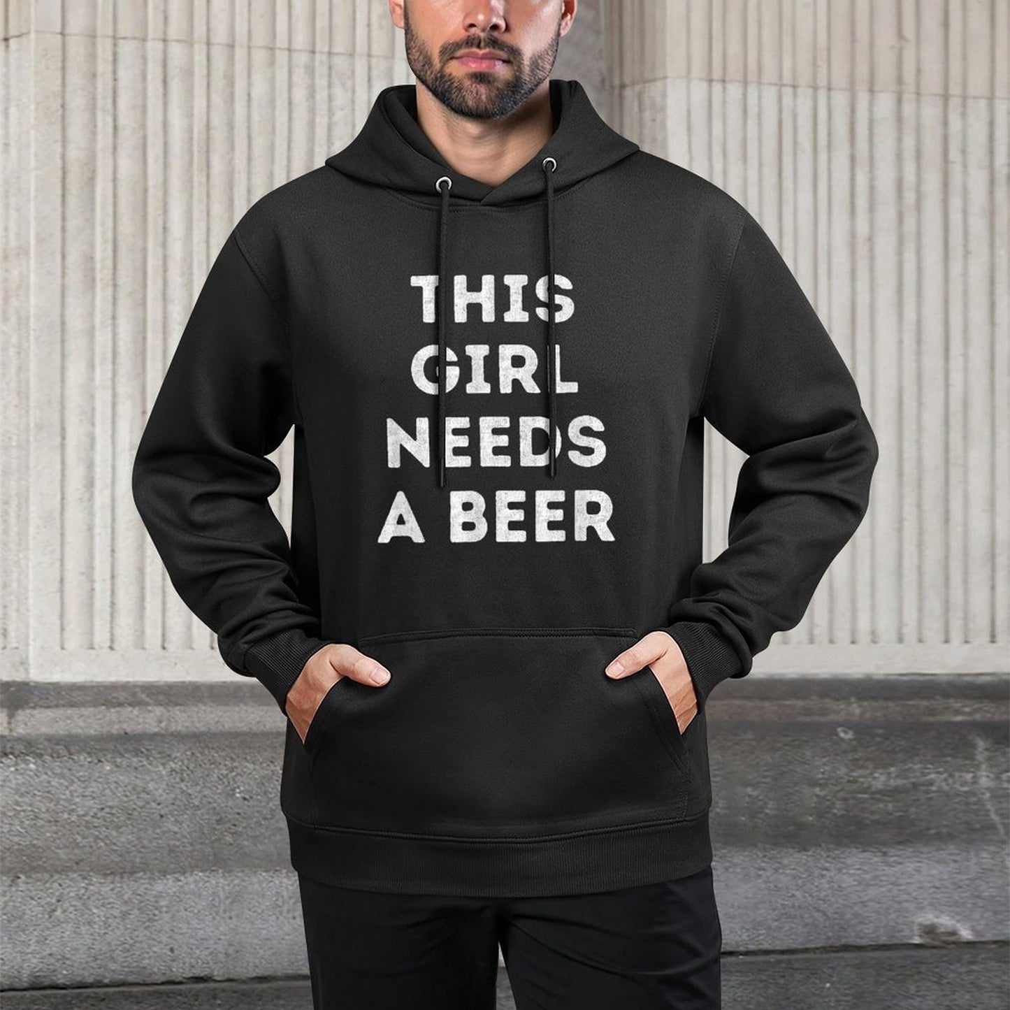 This Girl Needs A Beer Funny Drinking 21st Birthday Unisex Design Hoodie