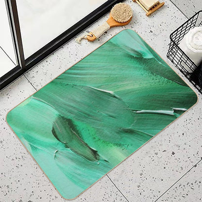 Sea Foam Green And Jade-Hues Abstract Painting  Stain-Proof Bath Mat