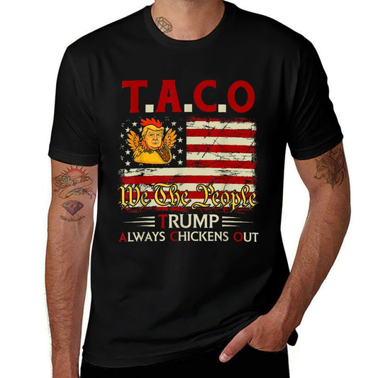 Funny Trump Taco Trump Always Chickens Out  Oversized Silhouette T-Shirt