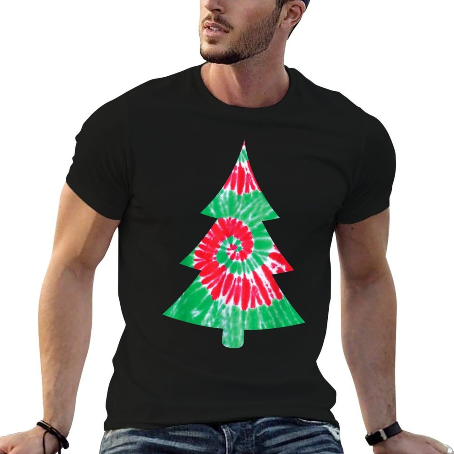 Groovy Christmas Tie Dye Tree T Tye Die Top  High-quality Stitching T-Shirt